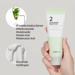 numbuzin No.2 Cica Ceramide Repair Cream | Ceramide, Centella Asiatica | Hydrating, Calming, Skin Recovery, Strengthen Skin Barrier, Deep Repair | All Skin Types | 2.02 fl. oz.