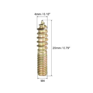 uxcell M4x20mm Hanger Bolts, 120pcs Double Ended Thread Dowel Screws for Wood Furniture Connecting