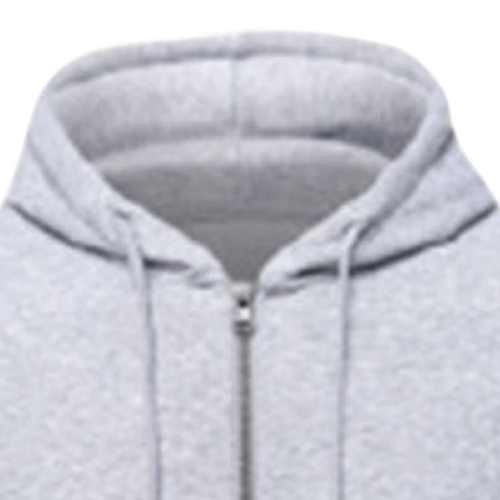 Maiyifu-GJ Men's Full Zip Long Sleeve Hoodies Lightweight Slim Fit Solid Color Hoodie Hooded Sweatshirt With Kanga Pocket (Light Grey,XX-Large)