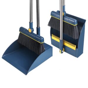 broom and dustpan set for home,dustpan and broom set with 33 inch long handle for home kitchen room office lobby floor use upright stand up broom and dustpan set for home