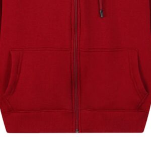 Maiyifu-GJ Men Full Zip Long Sleeve Hoodies Fleece Slim Fit Solid Color Hoodie Winter Warm Hooded Sweatshirt With Kanga Pocket (Red 2,Large)