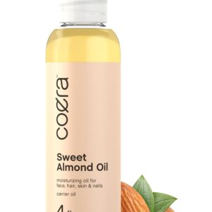 Coera Sweet Almond Oil for Face, Hair, Skin & Nails | 4 fl oz | Cold Pressed | Carrier Oil | Free of Parabens, SLS, & Fragrances