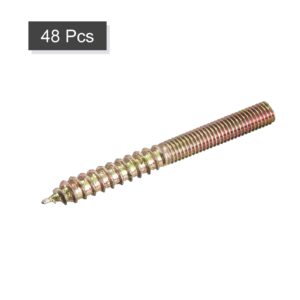 uxcell M5x50mm Hanger Bolts, 48pcs Double Ended Thread Dowel Screws for Wood Furniture Connecting