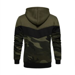 Maiyifu-GJ Camo Loose Fit Hoodies for Men Color Block Sport Hooded Sweatshirt Long Sleeve Contrast Color Pullover Hoodie (Armygreen 2,Medium)