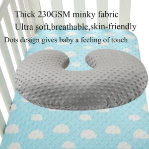 Minky Nursing Pillow Cover Set 2 Pack Nursing Pillow Slipcovers, Ultra Soft Compatible with Boppy Pillow,Standard Pillow for Baby Boy Girl Grey and Green