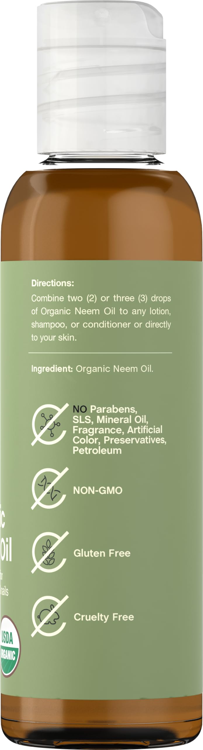 Coera Neem Oil | 4 fl oz | Certified Organic | Moisturizing Oil for Face, Hair, Skin, & Nails | Free of Parabens, SLS, & Fragrances