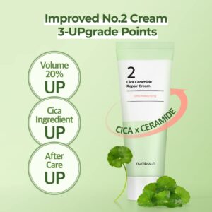 numbuzin No.2 Cica Ceramide Repair Cream | Ceramide, Centella Asiatica | Hydrating, Calming, Skin Recovery, Strengthen Skin Barrier, Deep Repair | All Skin Types | 2.02 fl. oz.