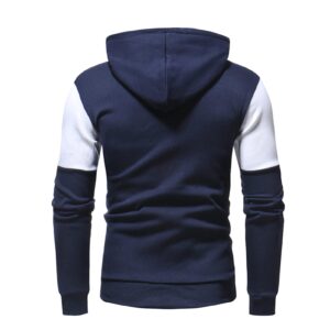 Maiyifu-GJ Men's Patchwork Slim Fit Hoodies Color Block Sport Hooded Sweatshirt Long Sleeve Contrast Color Pullover Hoodie (Dark Blue,4X-Large)