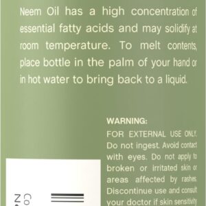 Coera Neem Oil | 4 fl oz | Certified Organic | Moisturizing Oil for Face, Hair, Skin, & Nails | Free of Parabens, SLS, & Fragrances