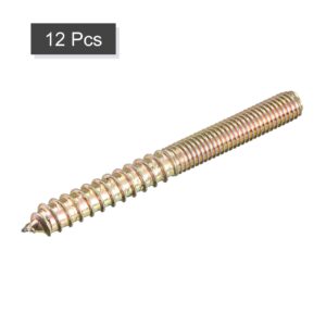 uxcell M8x80mm Hanger Bolts, 12pcs Double Ended Thread Dowel Screws for Wood Furniture Connecting