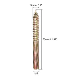 uxcell M5x50mm Hanger Bolts, 12pcs Double Ended Thread Dowel Screws for Wood Furniture Connecting