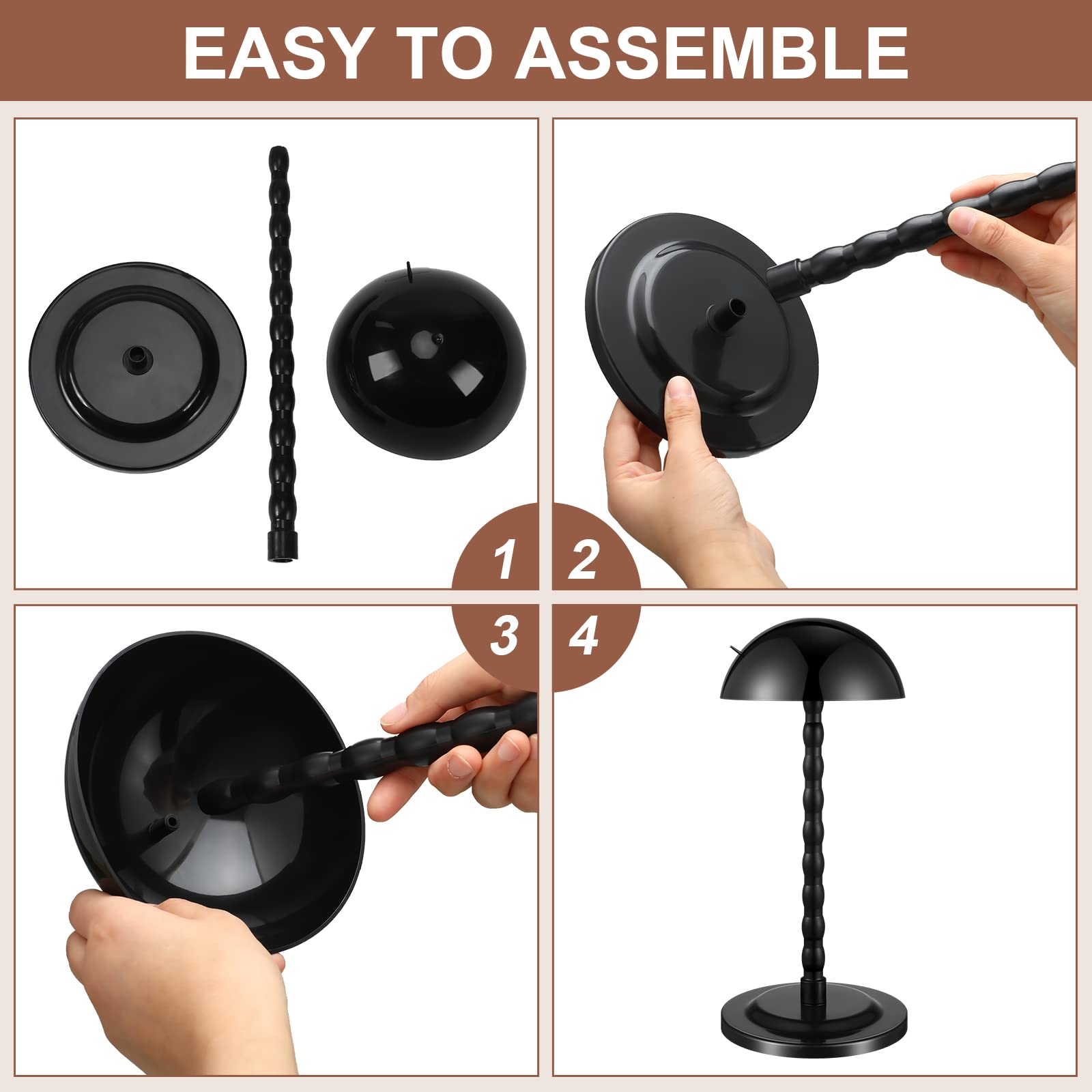 8 Pieces Wig Holder Wig Head Stand Wig Stand for Styling, 13.8 Inch Wigs Portable Hat Display Stand Travel Wig Holder for Multiple Wigs Practice Hat DIY Stand Head Stand Non Slip Stable (Black)