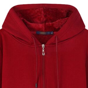 Maiyifu-GJ Men Full Zip Long Sleeve Hoodies Fleece Slim Fit Solid Color Hoodie Winter Warm Hooded Sweatshirt With Kanga Pocket (Red 2,Large)