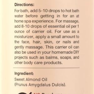 Coera Sweet Almond Oil for Face, Hair, Skin & Nails | 4 fl oz | Cold Pressed | Carrier Oil | Free of Parabens, SLS, & Fragrances