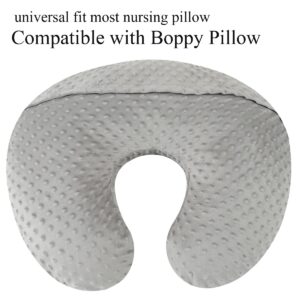 Minky Nursing Pillow Cover Set 2 Pack Nursing Pillow Slipcovers, Ultra Soft Compatible with Boppy Pillow,Standard Pillow for Baby Boy Girl Grey and Green