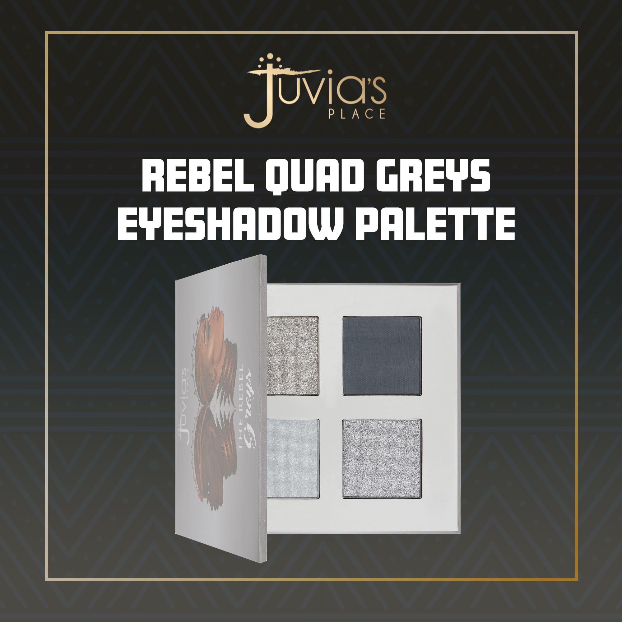 Juvia's Place Rebel Quad Grey Eyeshadow Palette - Shades of 4, Professional Eye Makeup, Pigmented Eyeshadow Palette, Makeup Palette for Eye Color & Shine, Pressed Eyeshadow Cosmetics