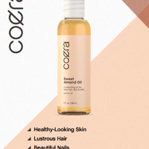 Coera Sweet Almond Oil for Face, Hair, Skin & Nails | 4 fl oz | Cold Pressed | Carrier Oil | Free of Parabens, SLS, & Fragrances