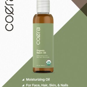 Coera Neem Oil | 4 fl oz | Certified Organic | Moisturizing Oil for Face, Hair, Skin, & Nails | Free of Parabens, SLS, & Fragrances