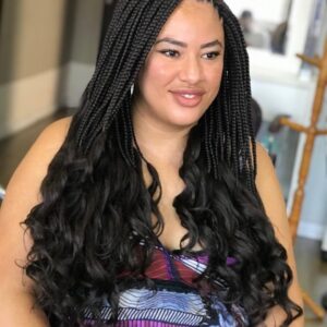 Pre Stretched Braiding Hair 22 Inch Bouncy French Curly Braiding Hair Natural Black Loose Wavy Crochet Braids Hair for Women (7 Packs, 1B#)