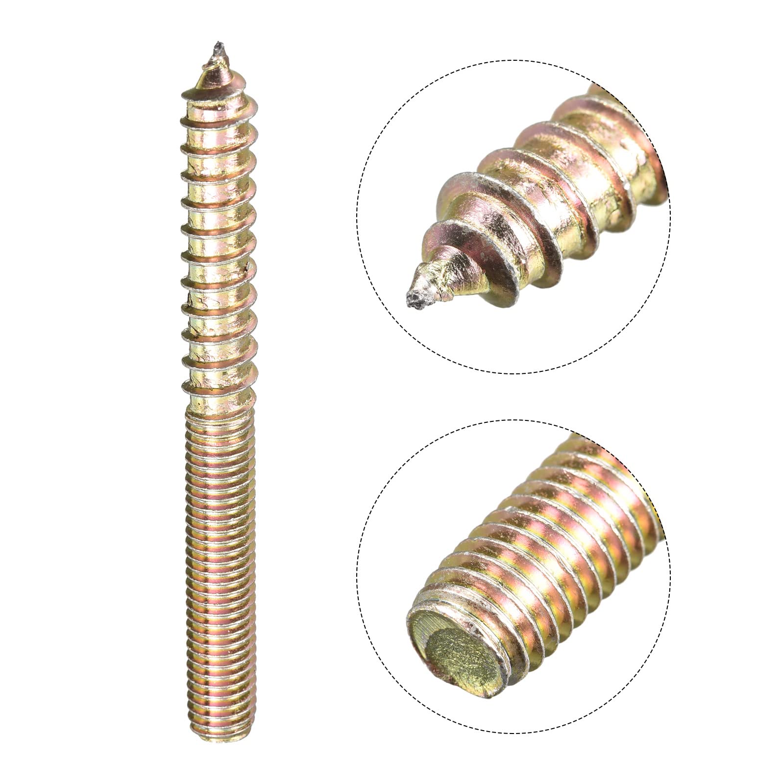 uxcell M8x80mm Hanger Bolts, 12pcs Double Ended Thread Dowel Screws for Wood Furniture Connecting