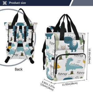 RunningBear Childish Dinosaur Diaper Bag Backpack Baby Boy Diaper Bag Backpack Mommy Baby Bag Mommy Bag with Insulated Pockets for Newborn Baby