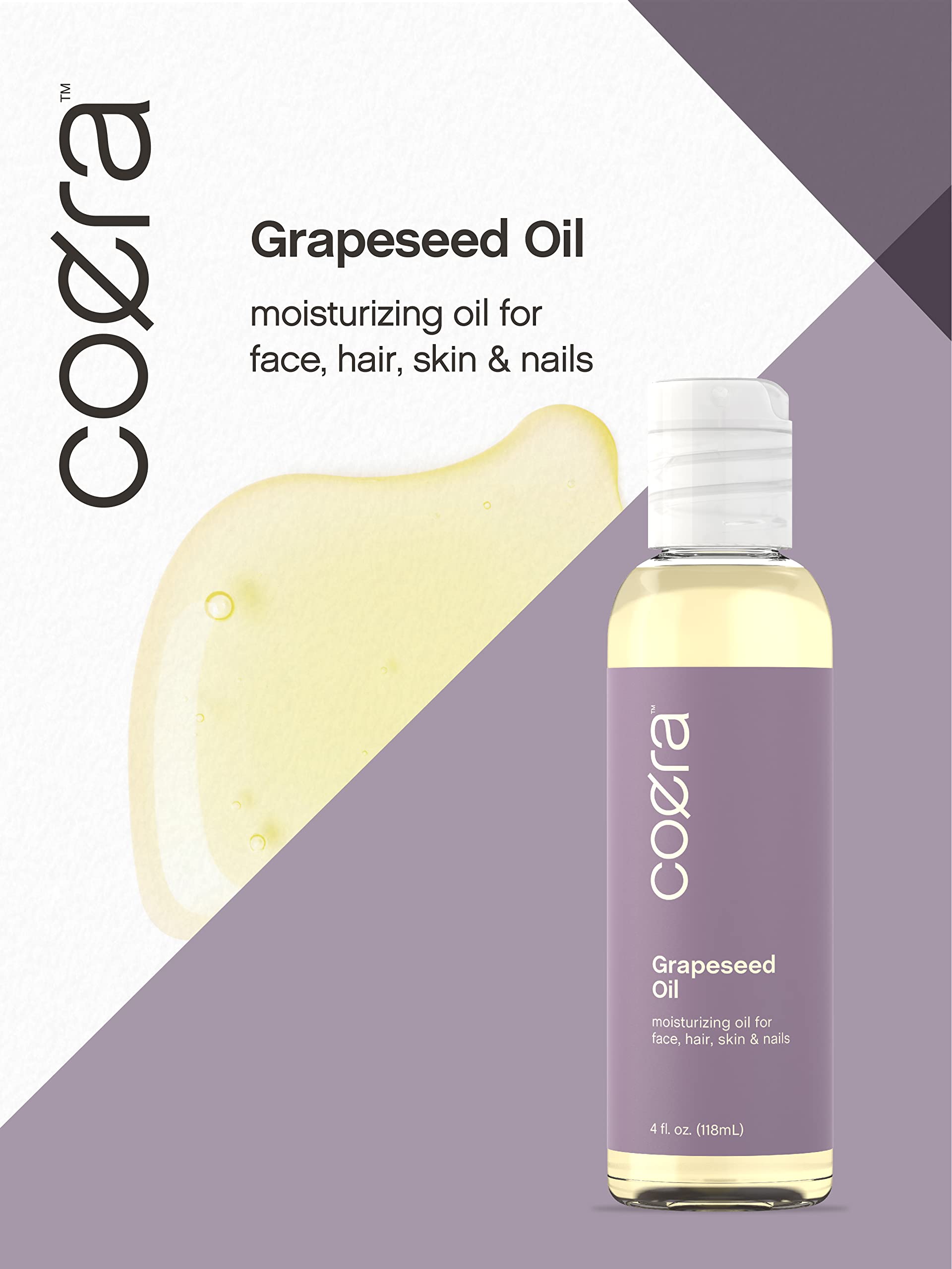 Horbäach Grapeseed | 4 fl oz | Moisturizing Oil for Face, Hair, Skin and Nails | Free of Parabens, SLS, & Fragrances | Coera