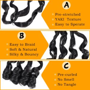 Pre Stretched Braiding Hair 22 Inch Bouncy French Curly Braiding Hair Natural Black Loose Wavy Crochet Braids Hair for Women (7 Packs, 1B#)