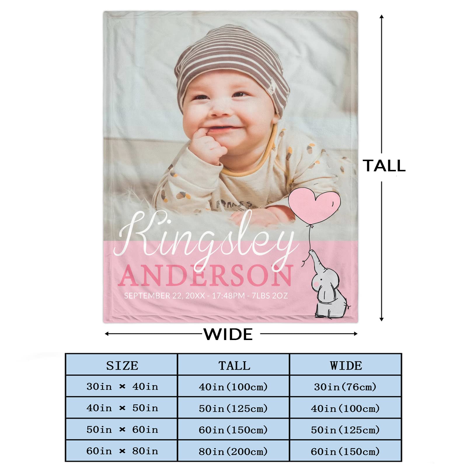 Dipopizt Personalized Baby Blanket for Boys and Grils, Custom Unisex Baby Blankets with Name and Picture, Gifts for Newborn, New Mom, Kids, Customized Monogram Toddler Blanket