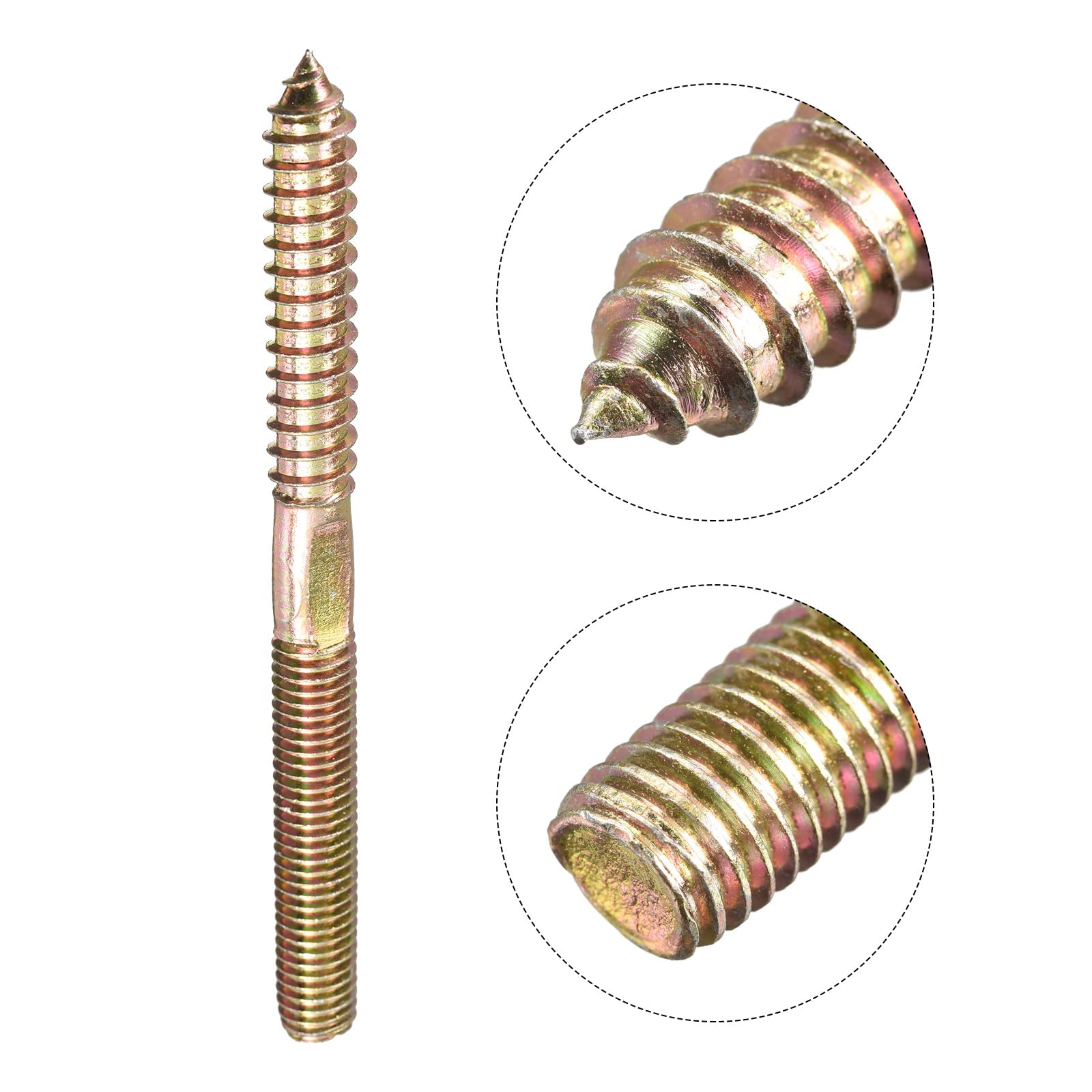 uxcell M10x120mm Hanger Bolts, 24pcs Double Head Thread Dowel Screws for Wood Furniture Connecting