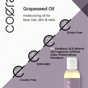 Horbäach Grapeseed | 4 fl oz | Moisturizing Oil for Face, Hair, Skin and Nails | Free of Parabens, SLS, & Fragrances | Coera