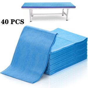 DEAYOU 40 PCS Spa Bed Sheets, Non Woven Fabric Bed Cover for Tattoo, Hotel, Esthetician, 31" x 70", Oil-Proof, Blue