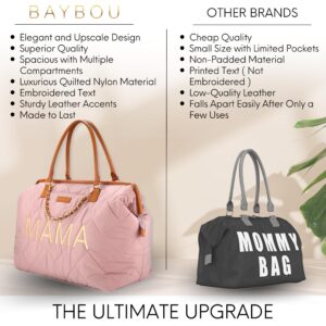 Baybou Mommy Bag for Hospital Baby Diaper Bag Tote Large Baby Diaper Travel Hospital Bag for Labor and Delivery Essentials Mama Baby Diaper Bag with Changing Pad Organizing Pouches (Blush Pink 3PC)