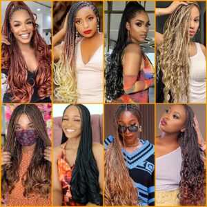 Pre Stretched Braiding Hair 22 Inch Bouncy French Curly Braiding Hair Natural Black Loose Wavy Crochet Braids Hair for Women (7 Packs, 1B#)