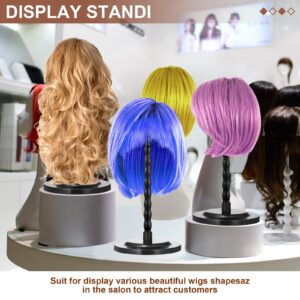 8 Pieces Wig Holder Wig Head Stand Wig Stand for Styling, 13.8 Inch Wigs Portable Hat Display Stand Travel Wig Holder for Multiple Wigs Practice Hat DIY Stand Head Stand Non Slip Stable (Black)