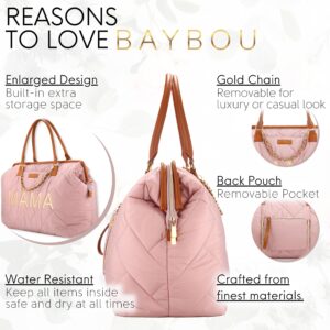 Baybou Mommy Bag for Hospital Baby Diaper Bag Tote Large Baby Diaper Travel Hospital Bag for Labor and Delivery Essentials Mama Baby Diaper Bag with Changing Pad Organizing Pouches (Blush Pink 3PC)