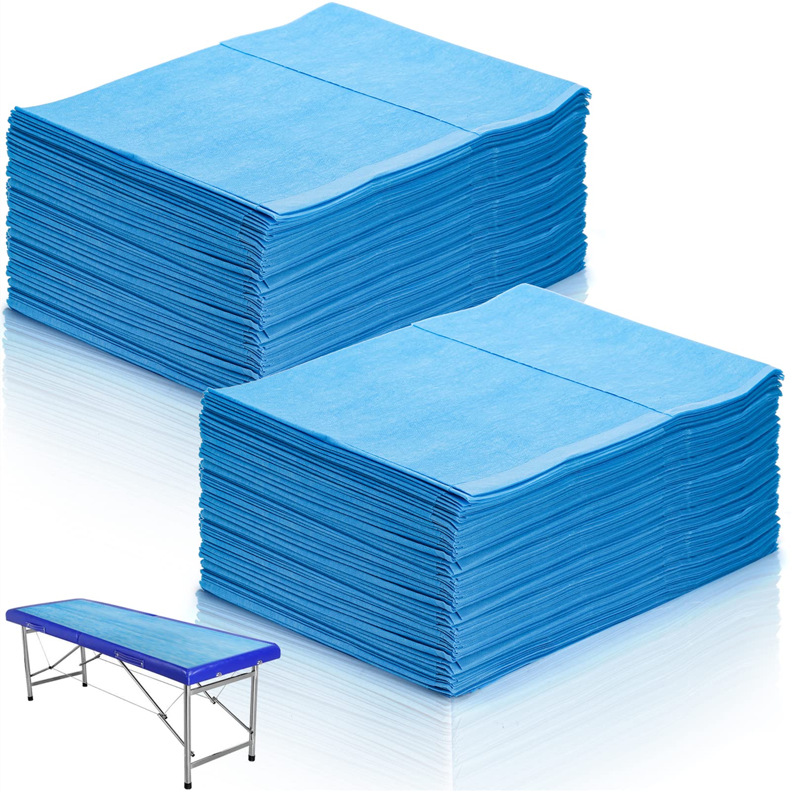 DEAYOU 40 PCS Spa Bed Sheets, Non Woven Fabric Bed Cover for Tattoo, Hotel, Esthetician, 31" x 70", Oil-Proof, Blue