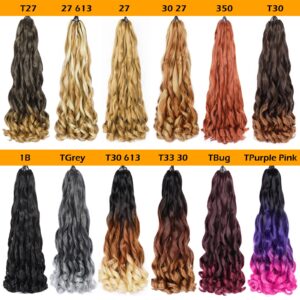 Pre Stretched Braiding Hair 22 Inch Bouncy French Curly Braiding Hair Natural Black Loose Wavy Crochet Braids Hair for Women (7 Packs, 1B#)