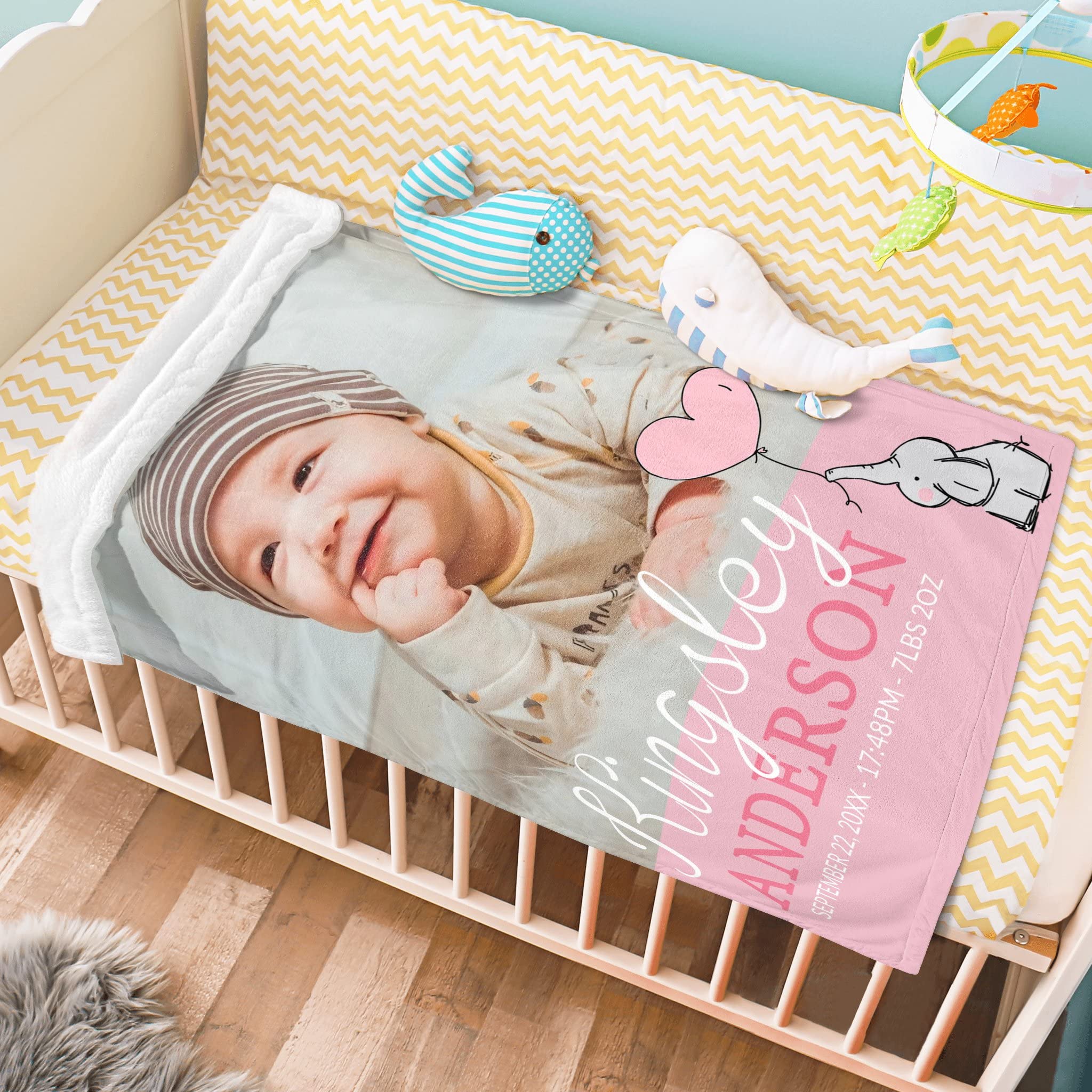 Dipopizt Personalized Baby Blanket for Boys and Grils, Custom Unisex Baby Blankets with Name and Picture, Gifts for Newborn, New Mom, Kids, Customized Monogram Toddler Blanket