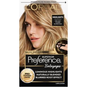 l'oreal paris superior preference balayage kit, hair dye for at-home highlighting with pro toning mask, light to dark blonde, 1 kit