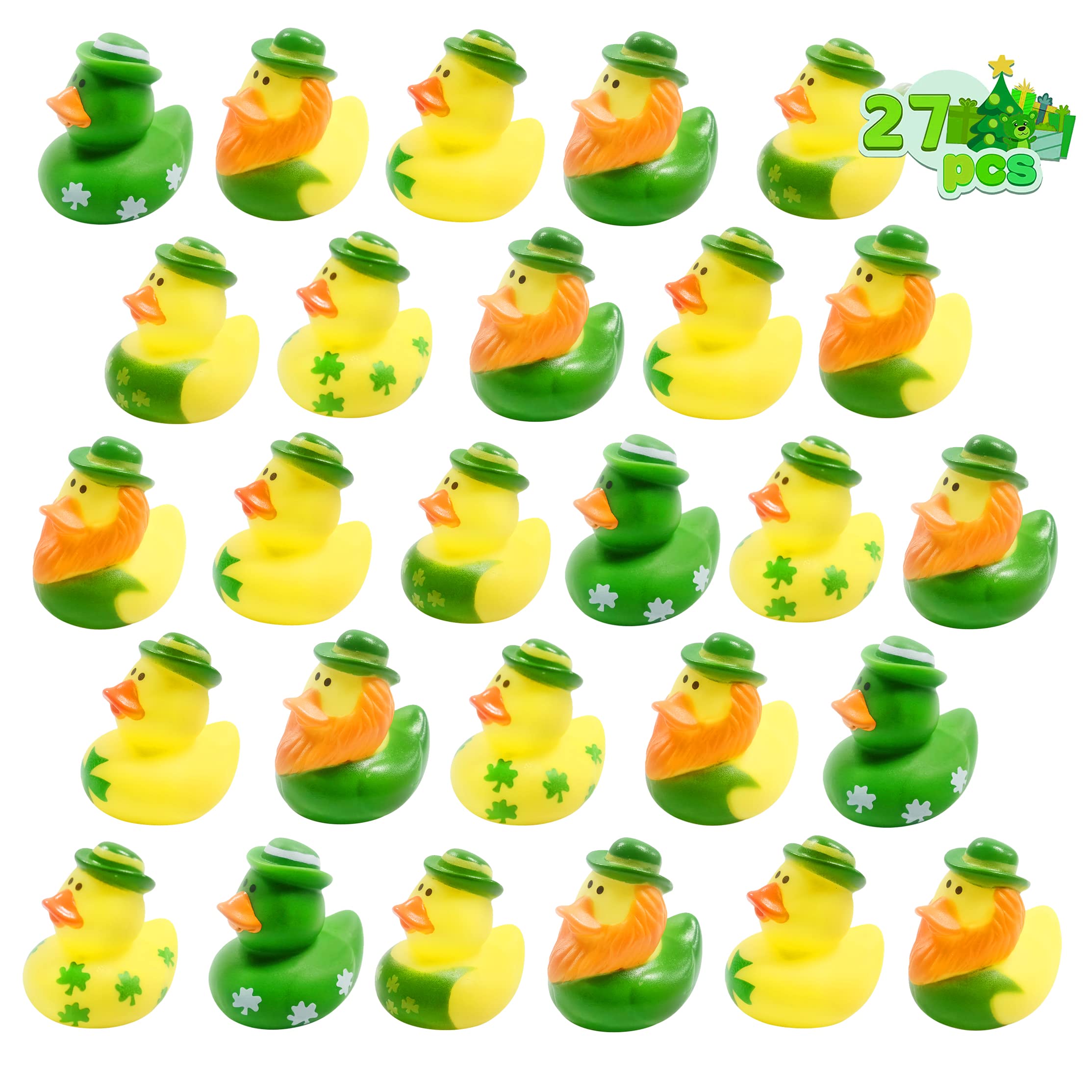 27 PCS St. Patrick's Day Rubber Ducks,Baby Showers Accessories,Mini 2.16" Duckies Bath Toys for Kids St. Patrick's Day Party Favors,Gift Exchange (St. Patrick's)