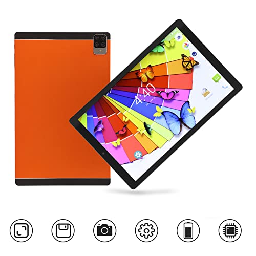 PUSOKEI Android 10.0 Tablet PC,10in IPS HD Display,6GB RAM 256GB ROM,5MP 8MP Dual Camera,MTK6753 Octa Core CPU,Dual Band WiFi,Bluetooth,7000mAh,US Plug(Orange)