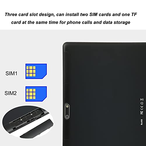 Tablet PC, 10.1 Inch Tablet for Android9.0 RAM 4GB ROM 64GB 100‑240V Dual Cameras for Study US Plug