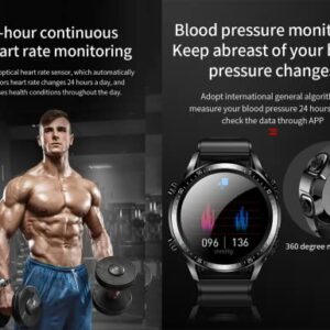 YOKKBRUN Smart Watch Built-in Bluetooth Earbuds Combo,2 in 1, Noise Cancelling, Heart Rate Monitor, Sleeping Monitor, Music Control, Various dials, Round Fitness Tracker Watch