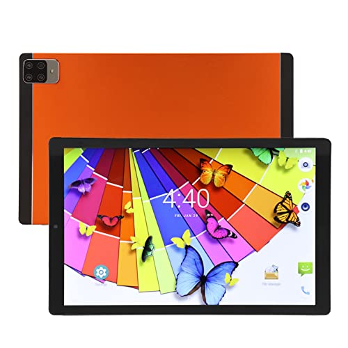 PUSOKEI Android 10.0 Tablet PC,10in IPS HD Display,6GB RAM 256GB ROM,5MP 8MP Dual Camera,MTK6753 Octa Core CPU,Dual Band WiFi,Bluetooth,7000mAh,US Plug(Orange)