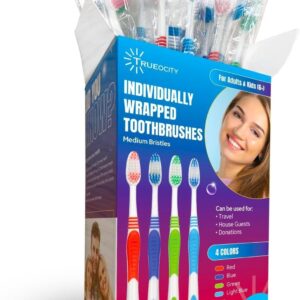 Toothbrushes Bulk Individually Wrapped - 30 Pack, Bulk Toothbrush, Medium BristleToothbrush, Individual Toothbrushes, Multi-Colored Toothbrushes Pack For Adults And Kids, Multi Pack Toothbrushes