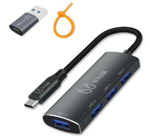 wausee usb 3.0 hub type c 4-port splitter, docking station,expander adapter,dongle (4 in 1) for notebook pc,laptop,computer,macbook, mac pro/mini, imac, surface pro, xps,flash driver, mobile hdd(grey)