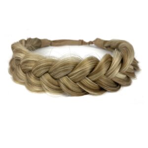 STHEJFB Braid Headband 2 3 Strands combinations Messy Wide Chunky Fluffy Elastic Stretch Hairpiece Braided Headband Women Girl Beauty accessory (Light golden grey)