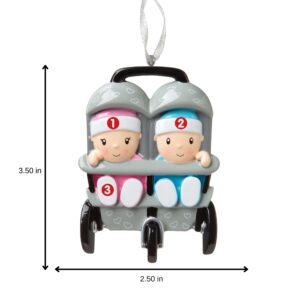 2024 Baby New Twins in Stroller Personalized Ornament Baby's First Christmas Christmas Tree Ornament Artisanal Customized Decoration Baby Boy and Girl Ornaments-Free Personalization