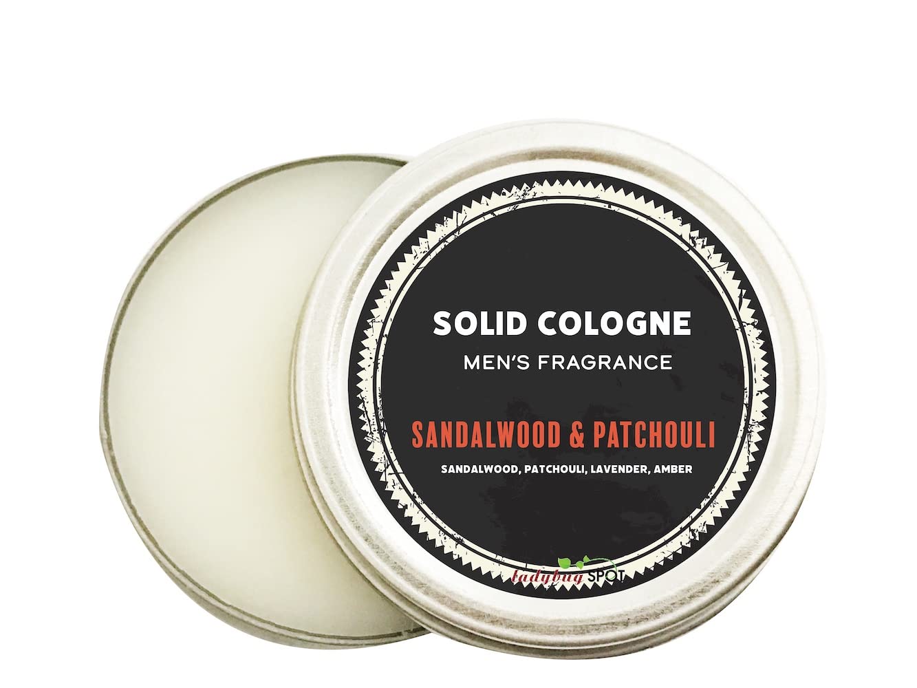 Ladybug Spot Luxurious Rich Classic Long Lasting Masculine Natural Solid Cologne Infused with Essential Oils for Men & Woman 1 OZ Large Size (Sandalwood & Patchouli)