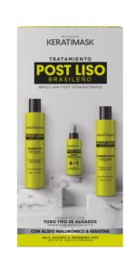 placenta life keratimask brazilian straightening post kit ( shampoo (250ml) + conditioner (250ml) + heat protector. keep make your straightening last much longer